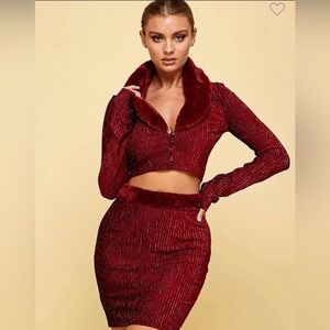 Sang Red Velvet Textured Jacket Size Large NWT